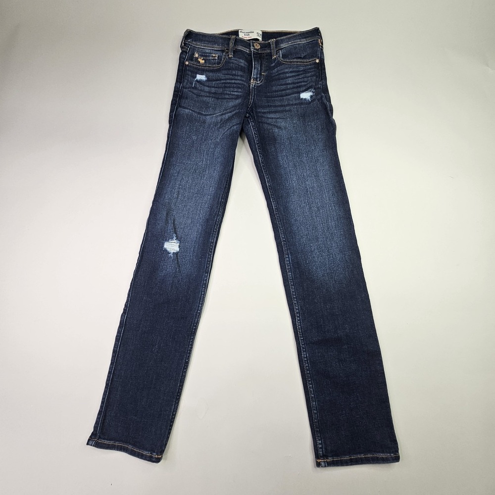 Abercrombie Kids Skinny Jean Size 13/14 Dark Wash Distressed